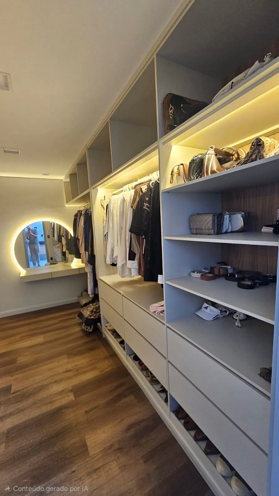 Closet aberto iluminado: Closet